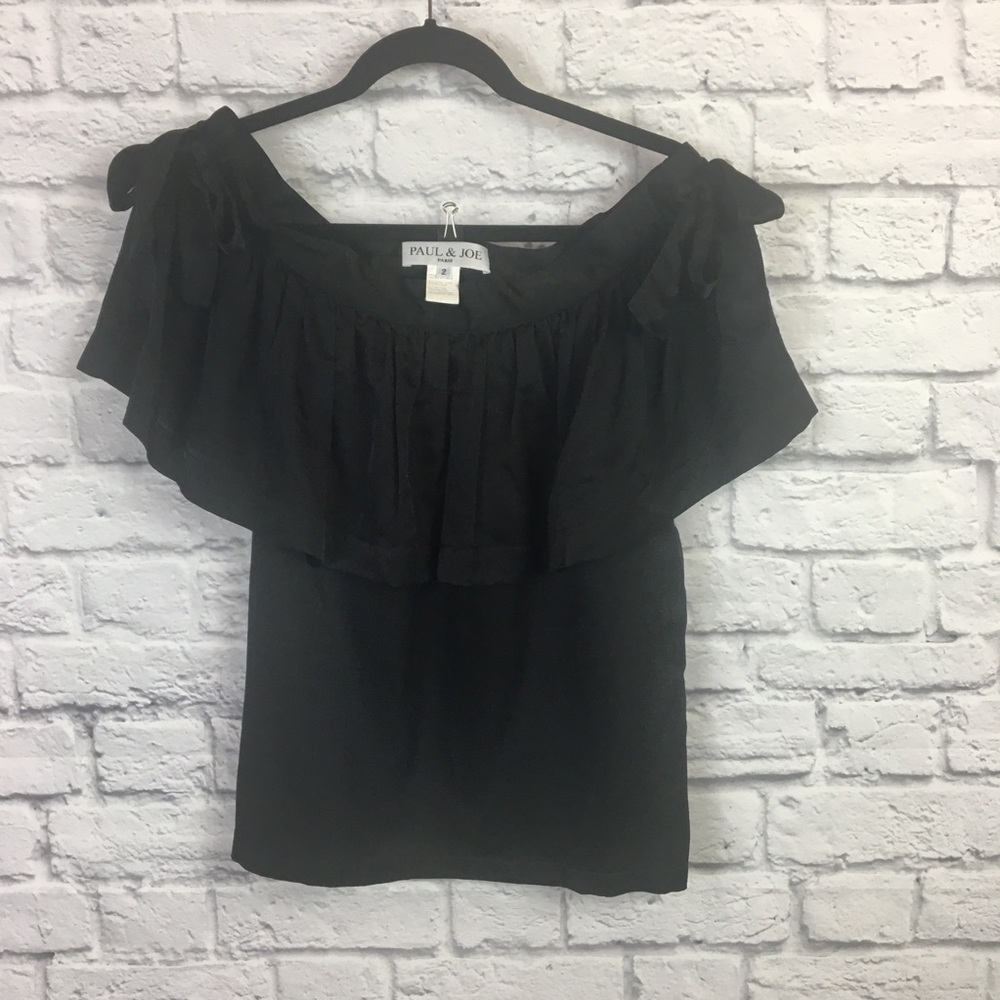 COPY - LAST CALL!! Paul & Joe Black Silk Blend Bow Blouse
